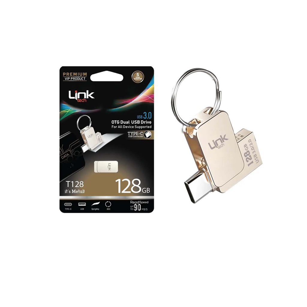 T128 Premium Dual 90MB/s 128GB Type-C OTG Flash Bellek